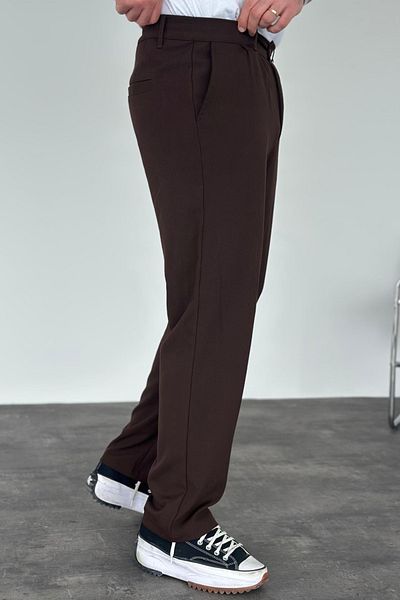 MADZEYMODA KE-1000 Ανδρικό πλισέ καφέ φαρδύ παντελόνι