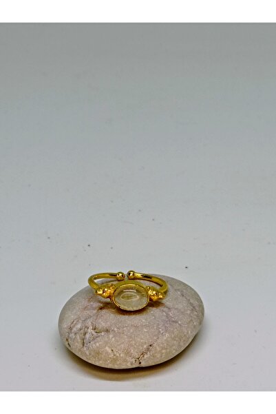 mama india alaçatı Crystal Quartz Natural Stone Handmade Adjustable Bronze Ri...