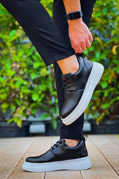 Arda Kb-X3 Kuback Black Leather Laced Casual Men's Shoes