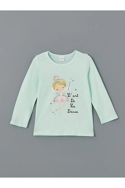 LC Waikiki Lcw Kids Girls Turquoise Crew Neck Printed Pajamas Set - t t