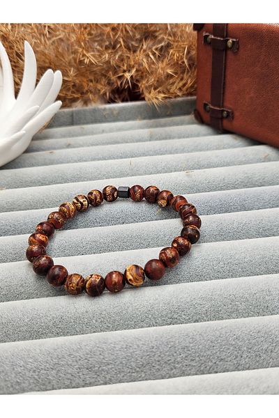 AURA Natural Stone Men's Bracelet Tibetan Agate Coffee