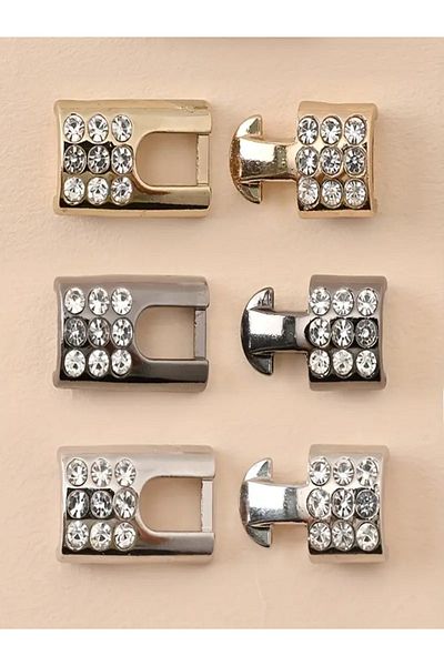 MODA Double Stone Shoe Buckles Fashionable and Versatile Plastic Buckles for Elastic Laces