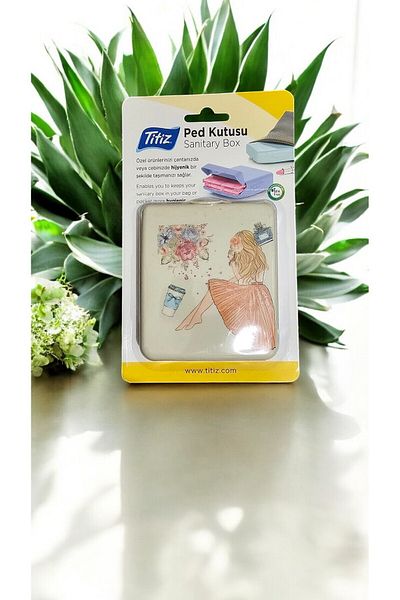 Titiz 1 Colorful Mixed Pattern Hygienic Plastic Lock Lid Pad Box