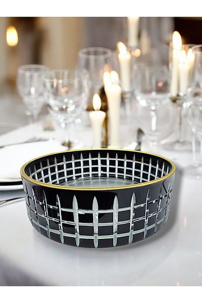 AYZ HOME Colorful Square Decor Cutting Crystal Glass Salad Bowl 25cm / Breathing Bowl