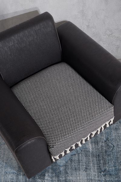 LADYNİL Black Fringed Sofa Cover - 100% Cotton, 70X95 cm Sofa Shawl