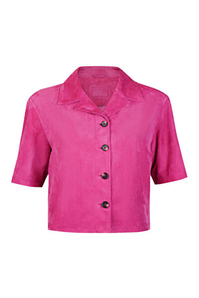 Desa Teresina Pembe Kadın Süet Deri Gömlek