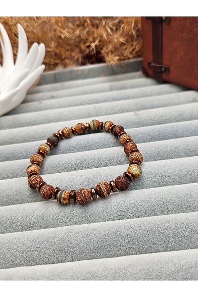 AURA Men's Bracelet - Natural Stone and Tibetan Aque