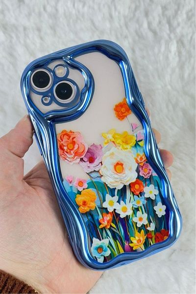 Vip Case iPhone 14-13 - حافظة Bloss بتصميم أنيق وعصري مع حماية للكاميرا بتصميم زهور ملونة