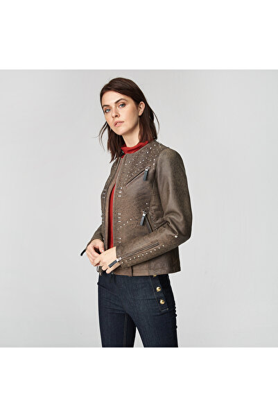 Desa Kahve Breezy Kadın Troklu Deri Mont