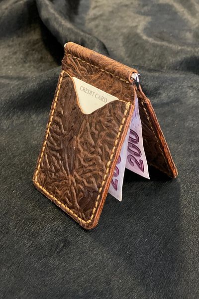 MAT Deri Men's Genuine Leather Slim Practical Card Holder Wallet - with Money Clip