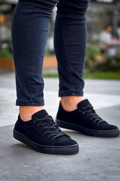 Arda Men's Shoes Black Suede Black High Sole Lace-Up Casual Men's Shoes