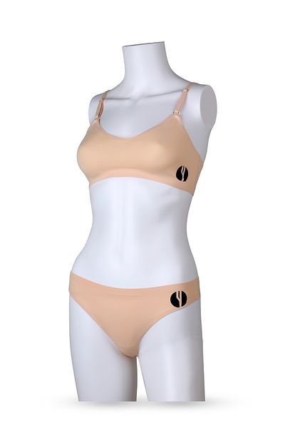 YesEco Women's Nude Seamless Innerwear Set | Recycled Fabric Bra & V-Shape Underwear