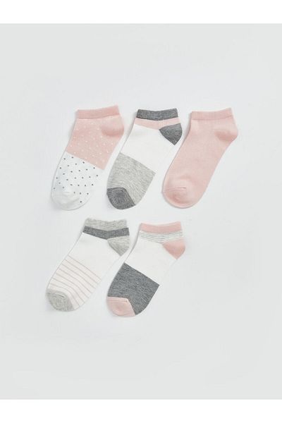 LC Waikiki Pink Color Blocked Women's Booties Socks 5-Piece