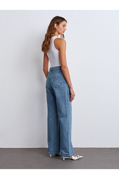 Dilvin 71764 Blue Straight Denim Thick Trousers