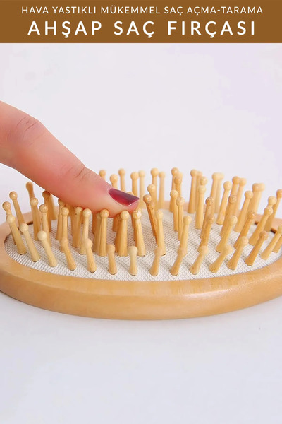 ANI OFİS KIRTASİYE A K Wooden Brush Comb - Hair Lightening and Massage Product with Air Cushion