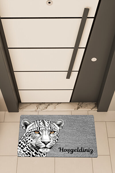Dormot High Quality Digital Printing Grey, Spotted Tiger Themed Door Front Mat