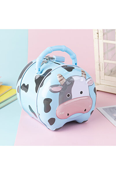 Livava Pușculiță metalică cu geantă și încuietoare, albastră, 12x11-