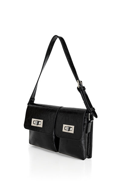 macsoo Γυναικεία μοντέρνα τσάντα χειρός και ώμου από μαύρο συνθετικό δέρμα με...