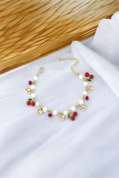 sahrastyle Cherry Heart Pearl Bracelet