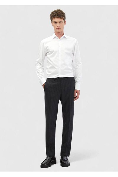 Ramsey Schlichtes Slim Fit-Hemd aus gewebtem, klassischem 100 % Baumwollstoff