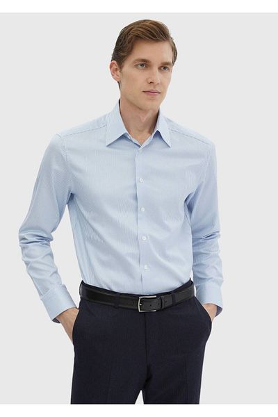 Ramsey Gestreiftes, gewebtes, klassisches Hemd aus 100 % Baumwolle mit normaler Passform