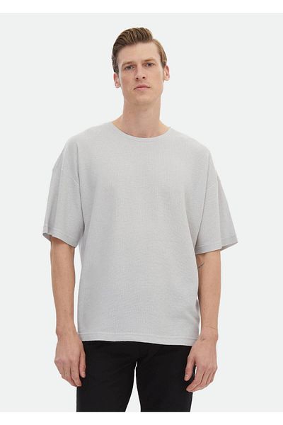 Ramsey Jacquard Crew Neck 100% Cotton T-shirt