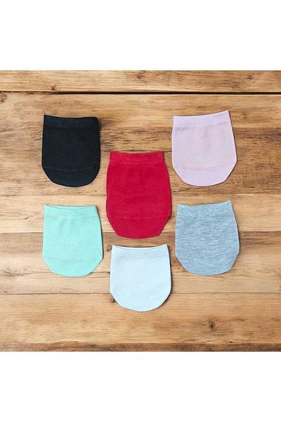 HAYEL 6 Pairs Multicolor Invisible Half Toe Women Slippers Socks Seamless