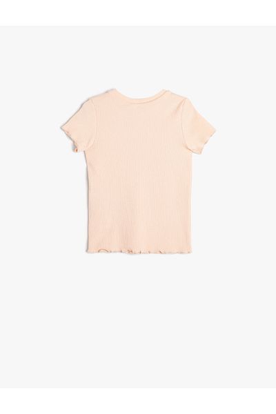 Koton T-Shirt Short Sleeve Camisole Crew Neck Embroidered