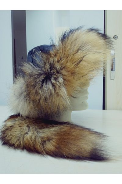 hoaryage Detachable Wolf Tail Wolf Kıpçak Börk Kalpak Hat Small Size