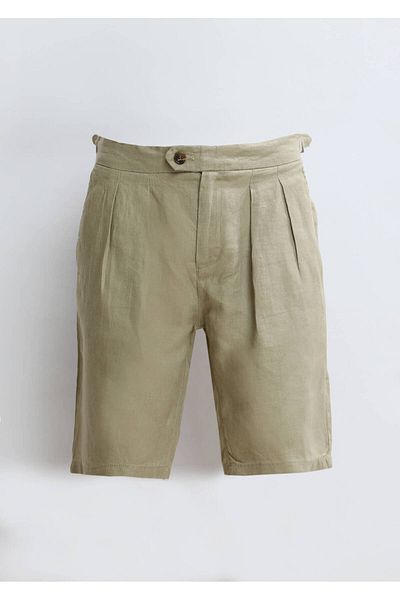 Ramsey Gewebte Carrot Fit Casual Bermuda aus 100 % Leinen