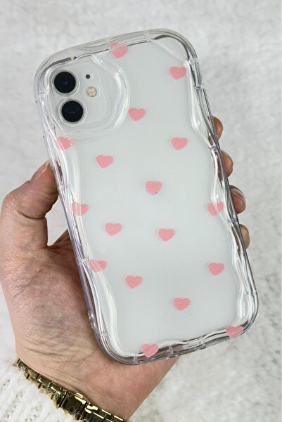 Vip Case iPhone  11 - Şeffaf Sağlam Darbe Emici Kamera Çıkıntılı Minik Kalp Desenli Poly Kılıf