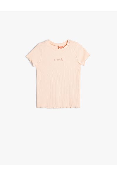 Koton T-Shirt Short Sleeve Camisole Crew Neck Embroidered