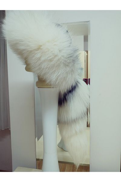hoaryage Attachable Tailed Wolf Lint Börk Heart Hat
