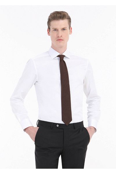 Ramsey Schlichtes Slim Fit-Hemd aus gewebtem, klassischem 100 % Baumwollstoff