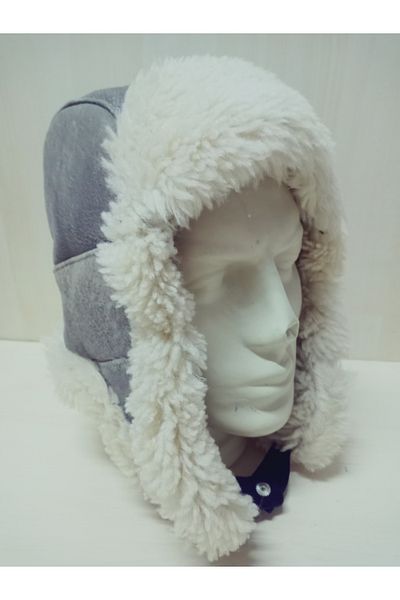 hoaryage Καπέλο πιλότου από γνήσιο δέρμα αρνιού Ushanka 100% Sheep Ear