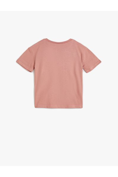 Koton Bedrucktes Kurzarm-T-Shirt aus Baumwolle mit Rundhalsausschnitt