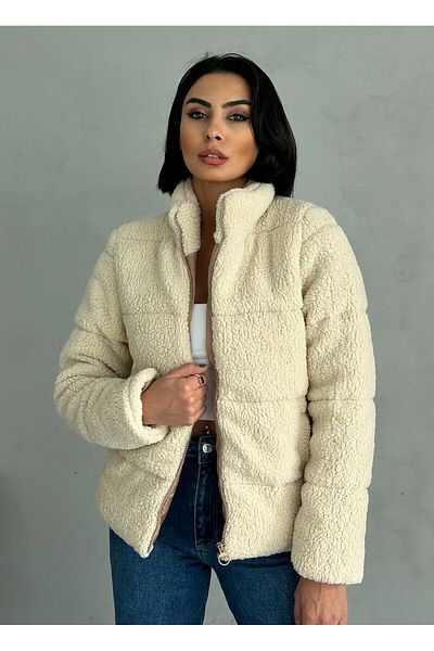 moda armanc Teddy Puffer Jacket - Plush Embossed Design