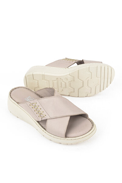 Ziya Γυναικείες παντόφλες Stone Color Γνήσιο Δέρμα - 1511048Z15