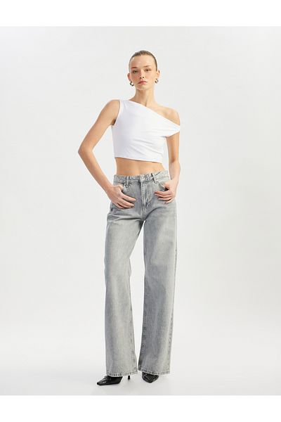 Koton Washed Wide Leg Comfortable Fit Denim Trousers - Wide Leg Jeans