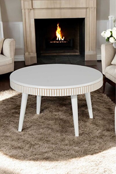 Akabesan Aksesuar Modern Yuvarlak 1.sınıf Kalite Özel Kayın Ağacından Beyaz R...