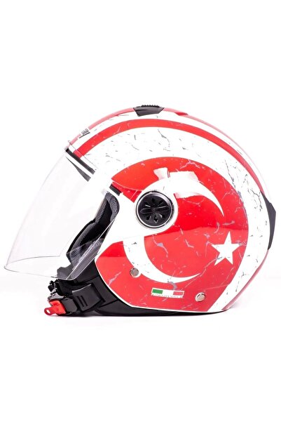 Sway Sw 715 Türk Bayraklı Yarım Motosiklet Kaskı