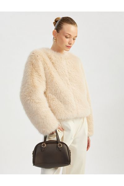 Koton Faux Leather Zippered Strap Shoulder Bag with Handle