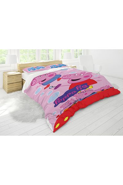 Erays Home Set de lenjerie de pat pentru fete, cu imprimeu digital 3D Peppa Pig