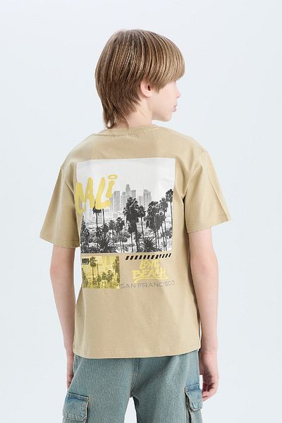 DeFacto Boy's Crew Neck Back Printed Short Sleeve T-Shirt D9267A825Sm