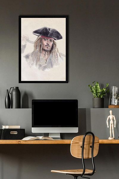 Saturn Pictură înrămată Pirații din Caraibe - Poster de film Jack Sparrow