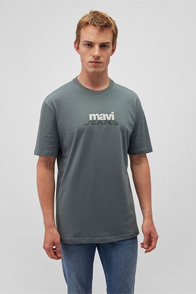 Mavi Grünes, locker geschnittenes T-Shirt mit Logo-Aufdruck - 0612355 -71577