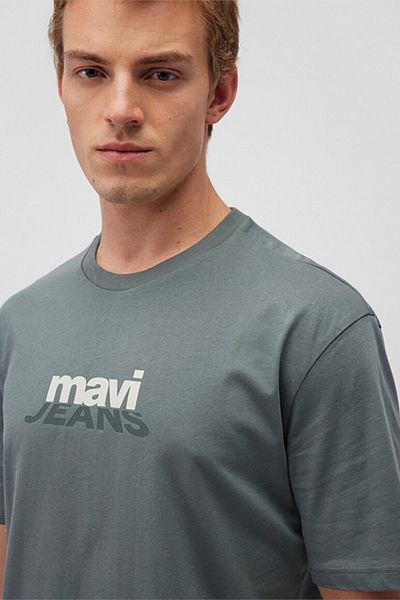 Mavi Grünes, locker geschnittenes T-Shirt mit Logo-Aufdruck - 0612355 -71577