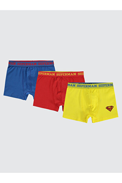 Superman Süperman Erkek Çocuk 3'lü Boxer Set 2-10 Yaş Sarı