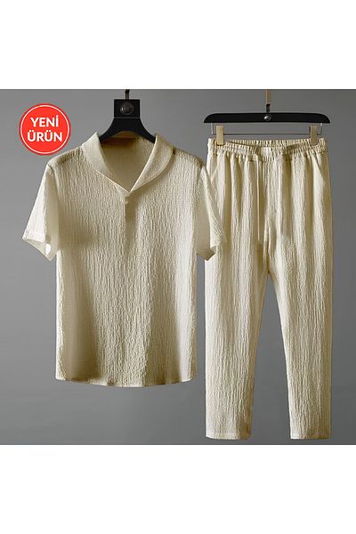 Revasser Unisex Custom Wrapped Fabric - Summer Lycra Short Sleeve T-Shirt and Sweatpants Set