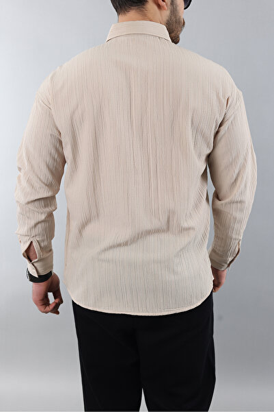 Artı1 Half Oversize Long Sleeve Easy Ironing Sweat Absorbing Breathable Wrap Cloth Men's Shirt